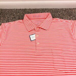 NWT B Draddy Polo Shirt Tommy Performance Striped Salmon Pink Mens Medium
